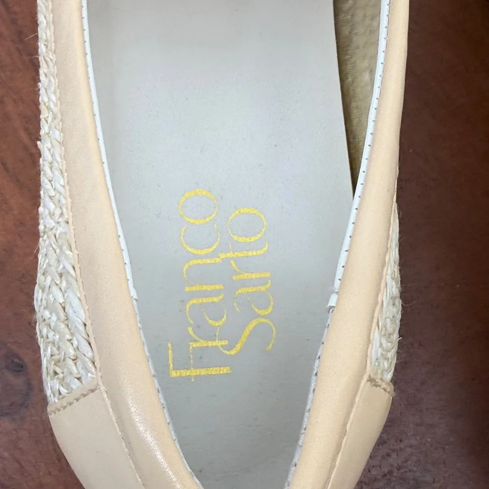 Franco Sarto Carney3 Beige Woven Raffia Tassel Lug Sole Loafers Womens 8M EUR 38